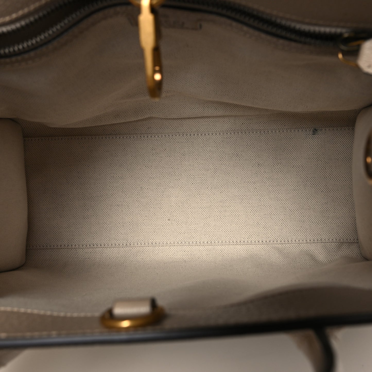 GG Supreme Monogram Textured Dollar Calfskin Small Retro Interlocking G Tote Bag Beige Mystic White Oatmeal