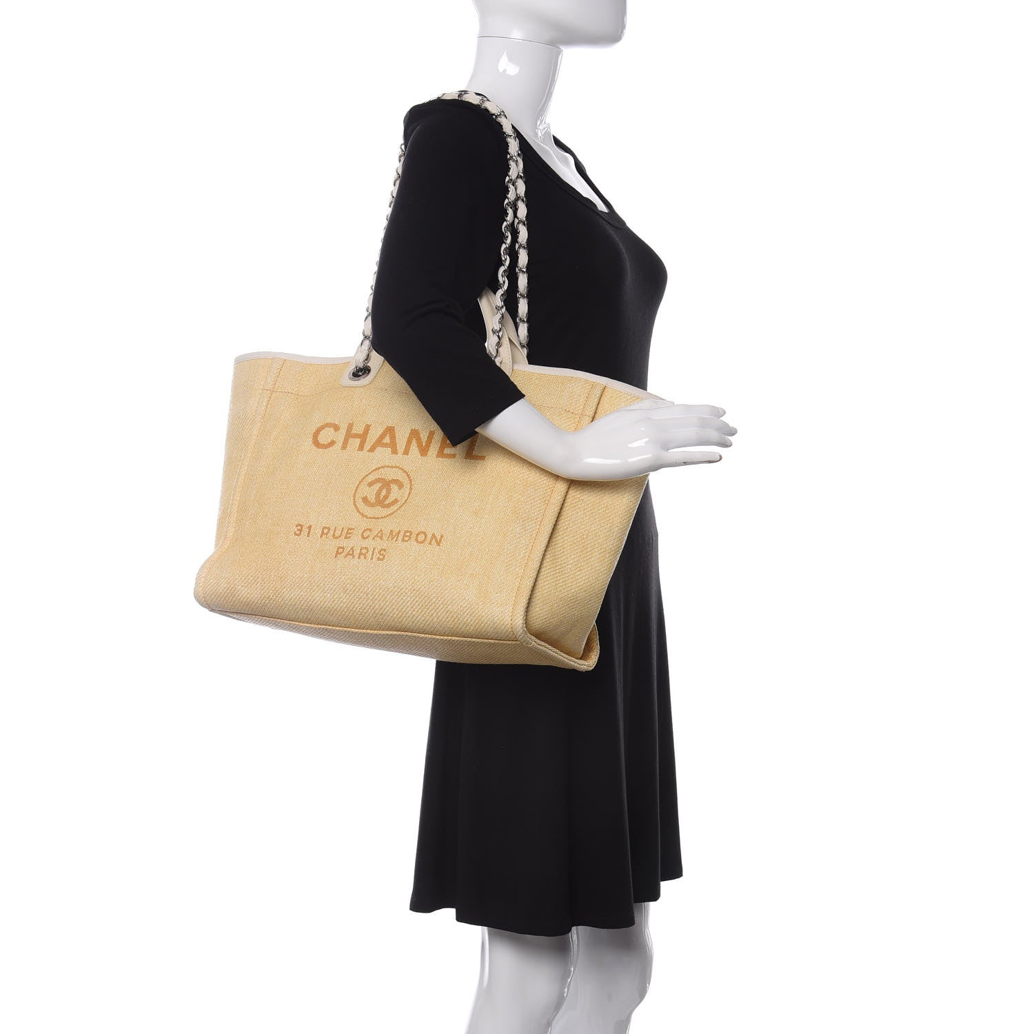 Chanel Woven Straw Raffia Medium Deauville Tote Beige 2 of 12