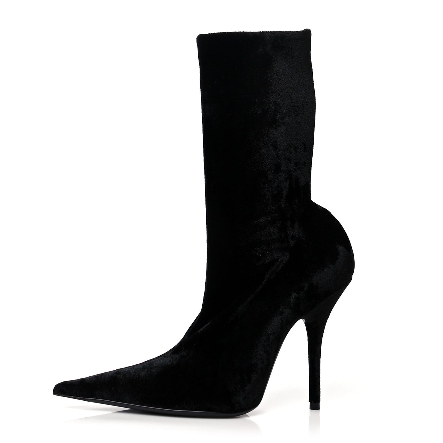 Velvet Spandex Extreme Pointed Toe Knife Ankle Boots 39 Black