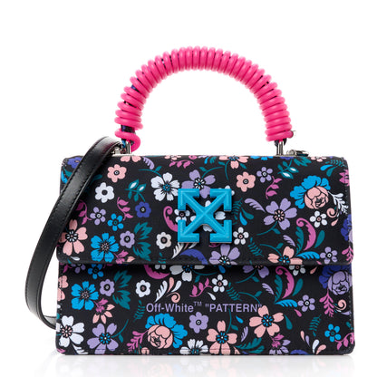 Off-White Fabric Jitney 1.4 Floral Print Top Handle Bag Black Multicolor 1 of 10