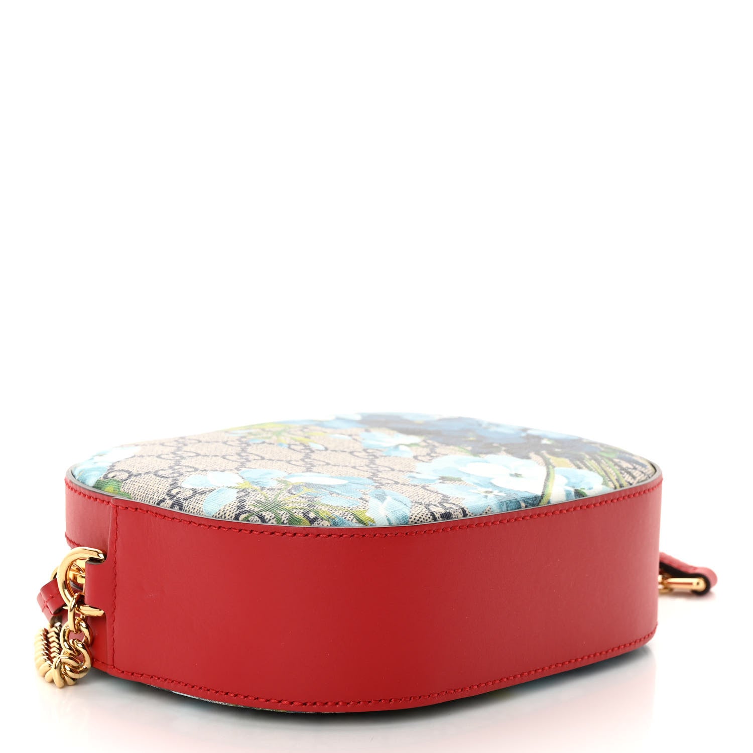 Gucci GG Supreme Monogram Blooms Mini Chain Shoulder Bag Beige Blue Navy Hibiscus Red 4 of 10