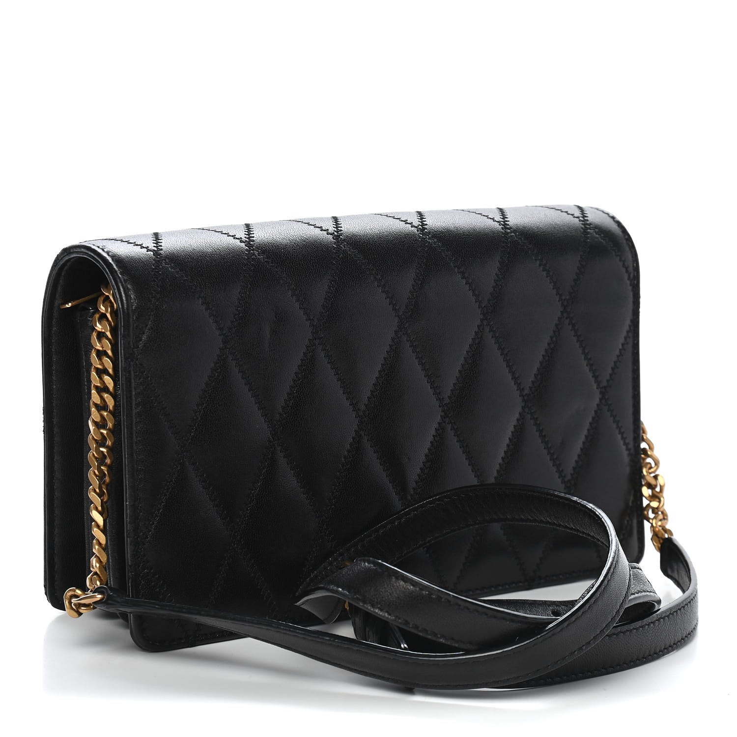 Saint Laurent Lambskin Diamond Quilted Monogram Angie Chain Bag Black 3 of 9