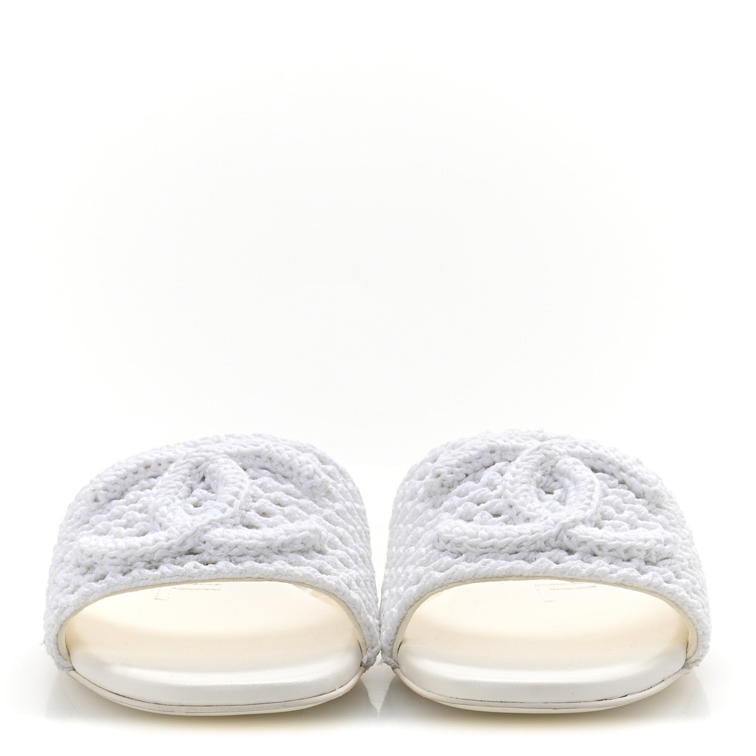Chanel Crochet CC Mules Sandals 39 White 3 of 10