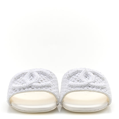 Chanel Crochet CC Mules Sandals 39 White 3 of 10