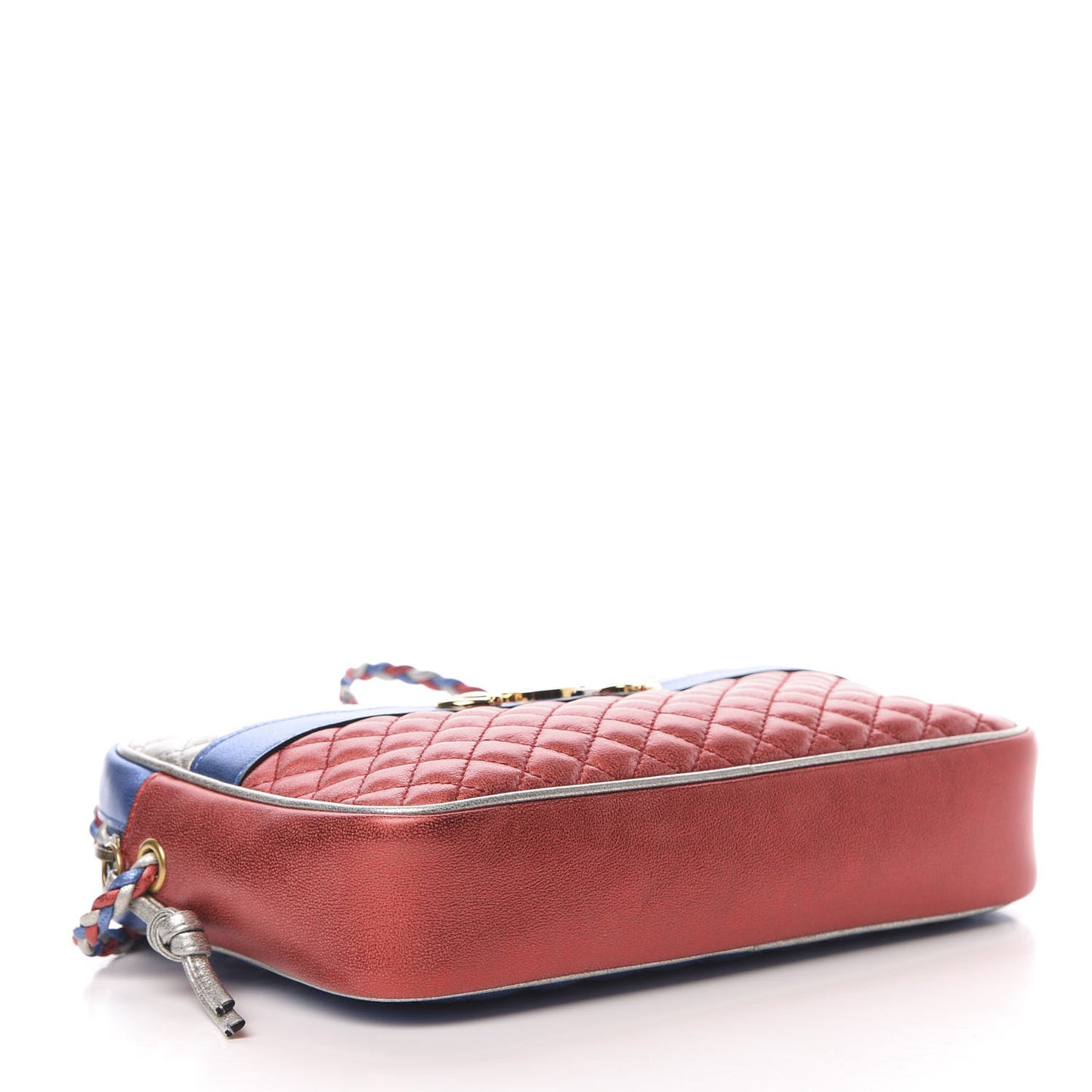 Laminated Nappa Trapuntata Small Zumi Shoulder Bag Rosso Marine Argento