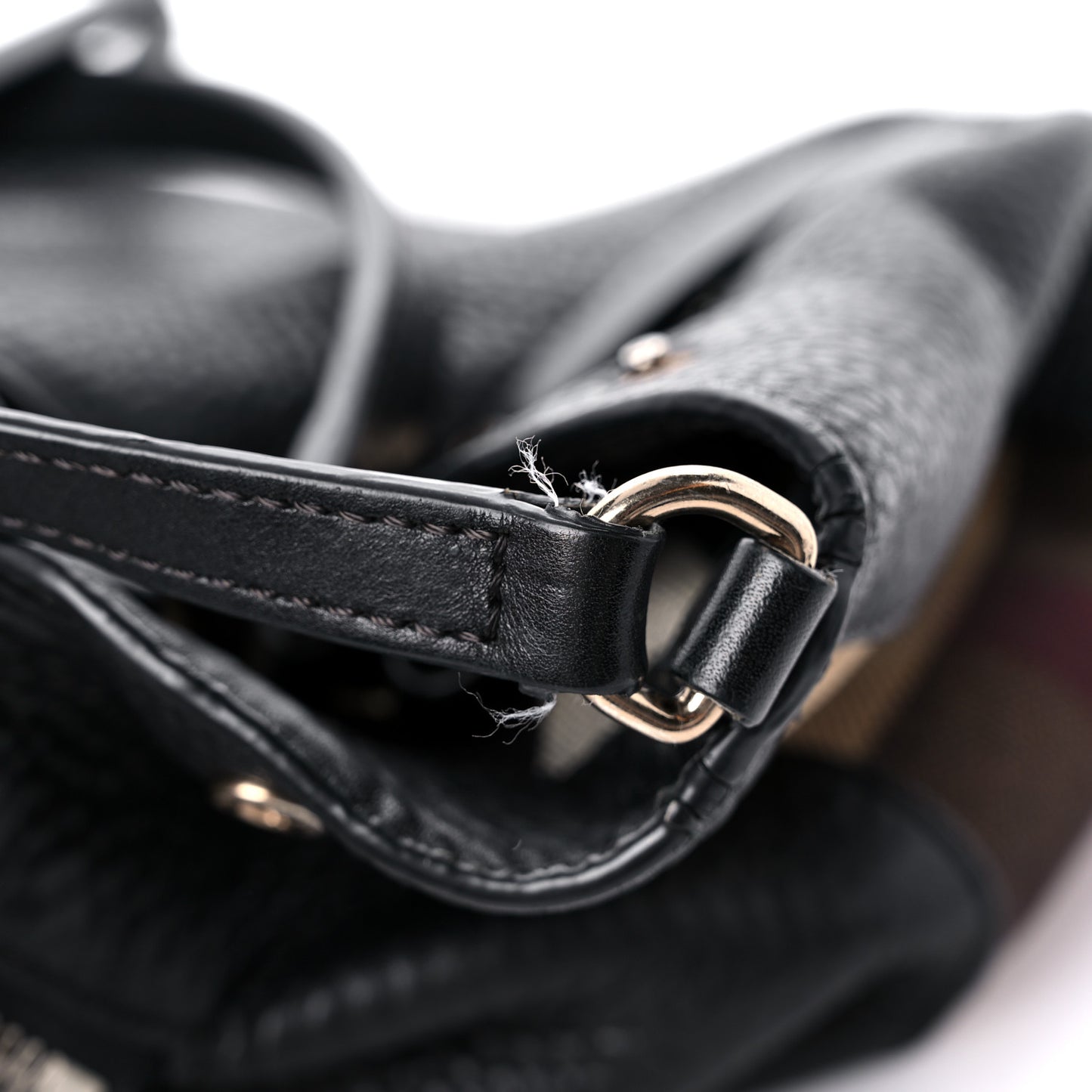 Grainy Calfskin House Check Small Maidstone Black