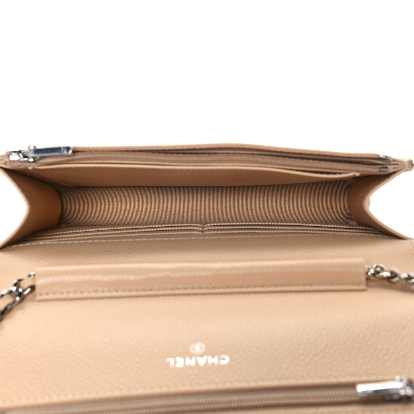 Caviar Quilted Wallet On Chain WOC Beige