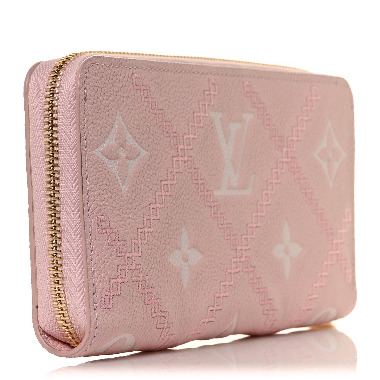 Empreinte Monogram Giant Broderies Zippy Wallet Pink Creme