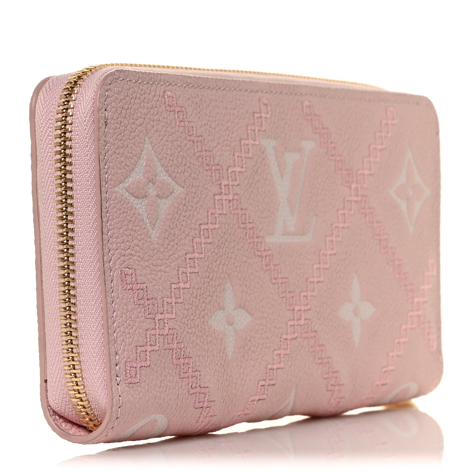 Louis Vuitton Empreinte Monogram Giant Broderies Zippy Wallet Pink Creme 3 of 9