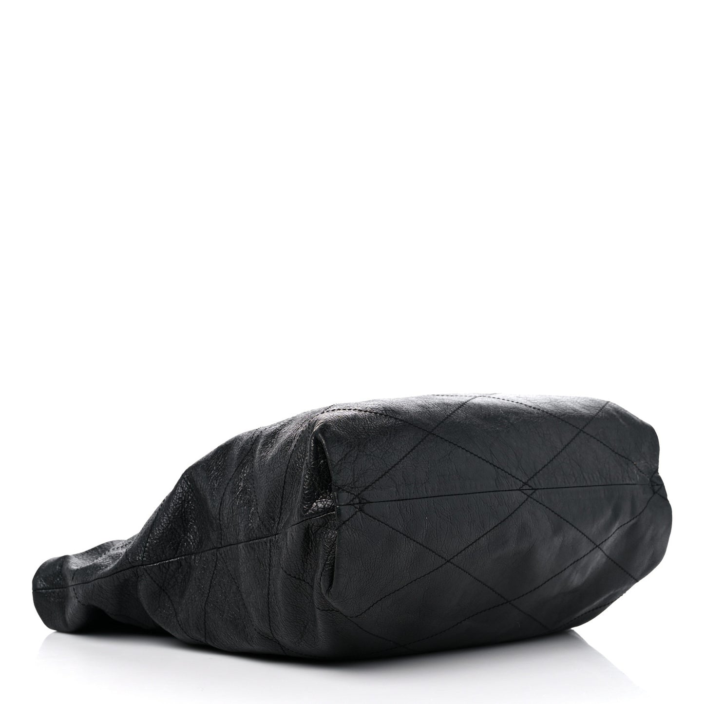 Crinkled Calfskin Quilted Carry Me Tote Black