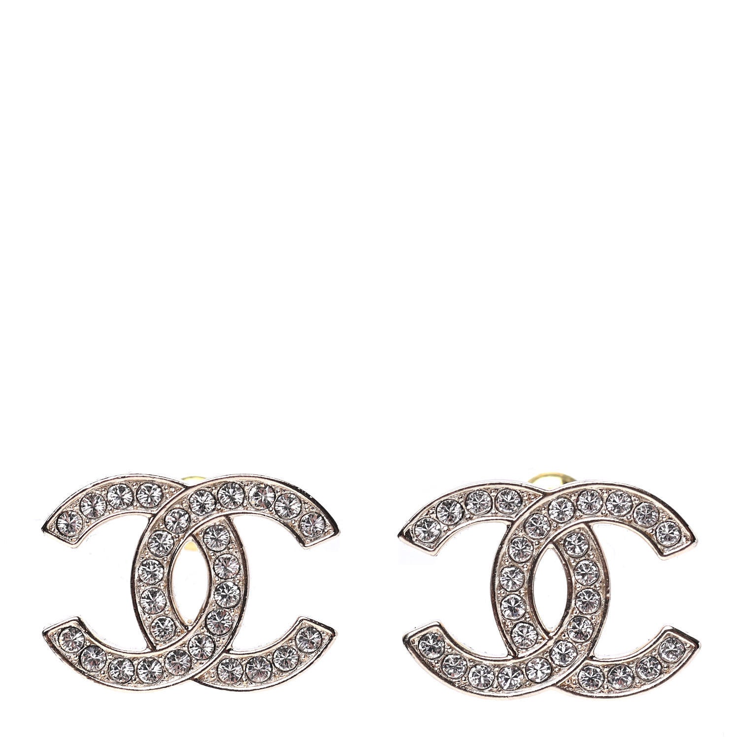 Chanel Crystal CC Earrings Gold 1 of 4