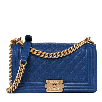 Chanel Caviar Quilted Medium Boy Flap Blue 1 of 12