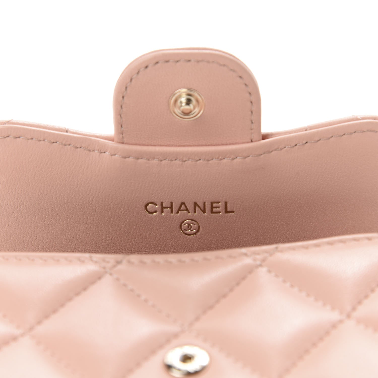 Chanel Lambskin Quilted Flap Card Holder On Chain Light Pink 8 of 12