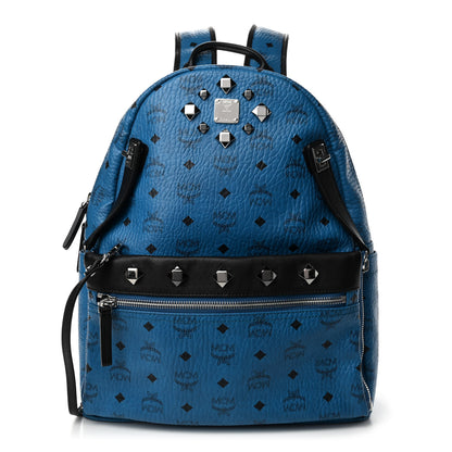 MCM Visetos Studded Medium Dual Stark Backpack Munich Blue 1 of 5