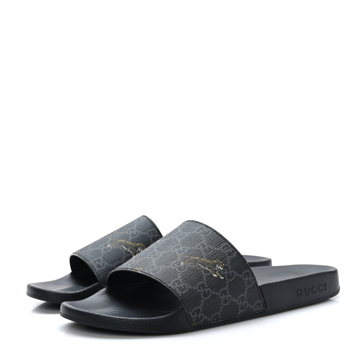 GG Supreme Monogram Tigers Mens Slide Sandals 10 Black Multicolor