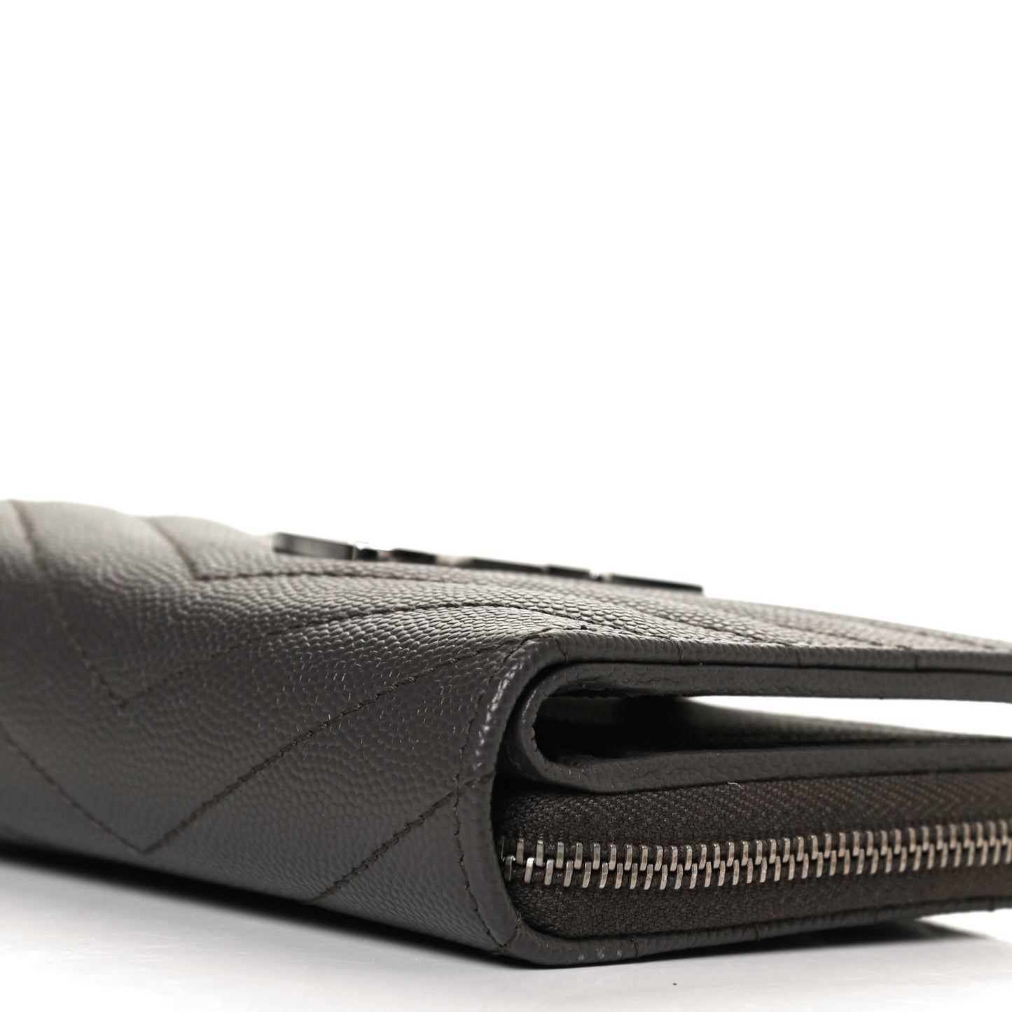 Grain De Poudre Matelasse Chevron Monogram Compact Zip Around Wallet Earth
