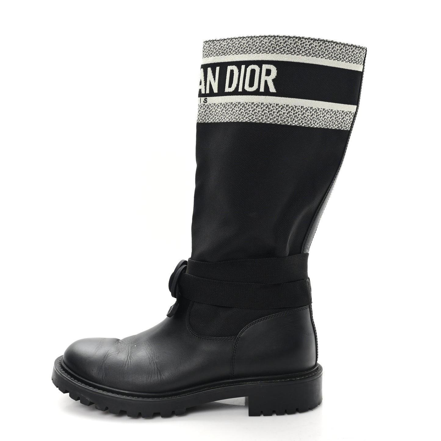 Calfskin Technical Fabric D-Major Boots 39 Black White