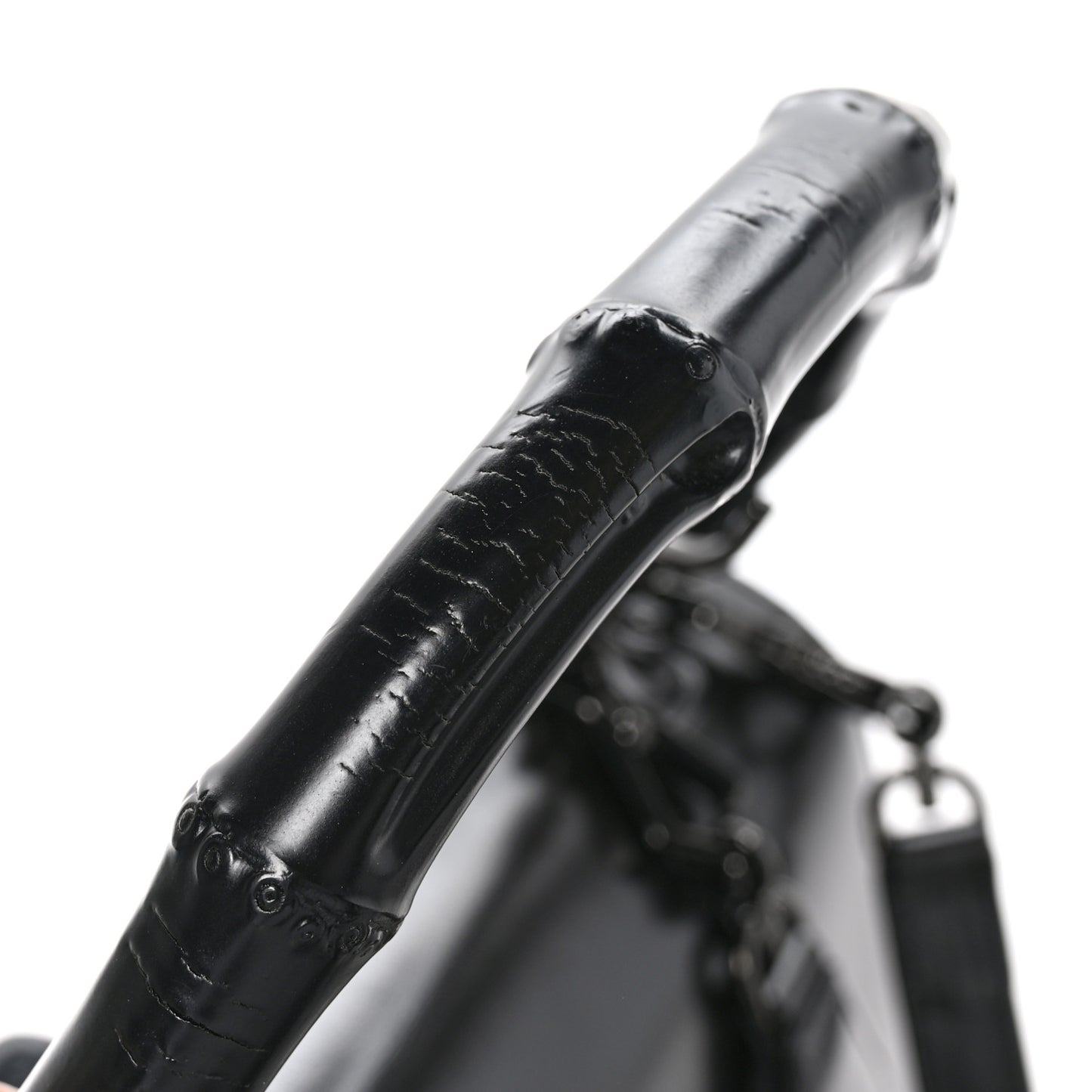 Boarded Dyana Lux Calfskin Web Monochrome Medium Bamboo 1947 Top Handle Bag Black