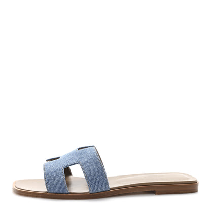 Hermes Denim Canvas Oran Sandals 39 Bleu Clair 1 of 10