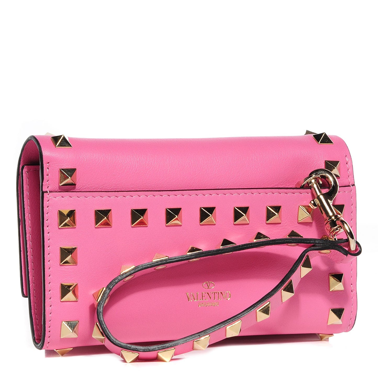 Calfskin Rockstud Flip Lock Wristlet Wallet Ninphea