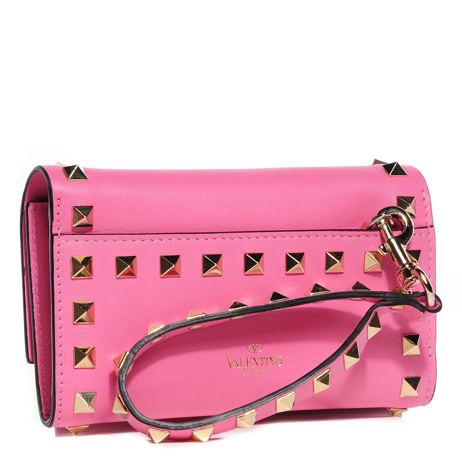 Valentino Garavani Calfskin Rockstud Flip Lock Wristlet Wallet Ninphea 3 of 9