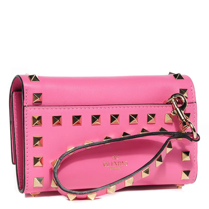 Valentino Garavani Calfskin Rockstud Flip Lock Wristlet Wallet Ninphea 3 of 9