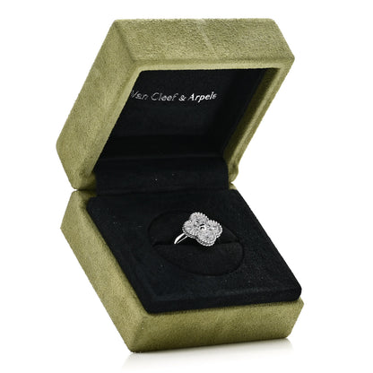 Van Cleef & Arpels 18K White Gold Diamond Vintage Alhambra Ring 50 5.25 6 of 6