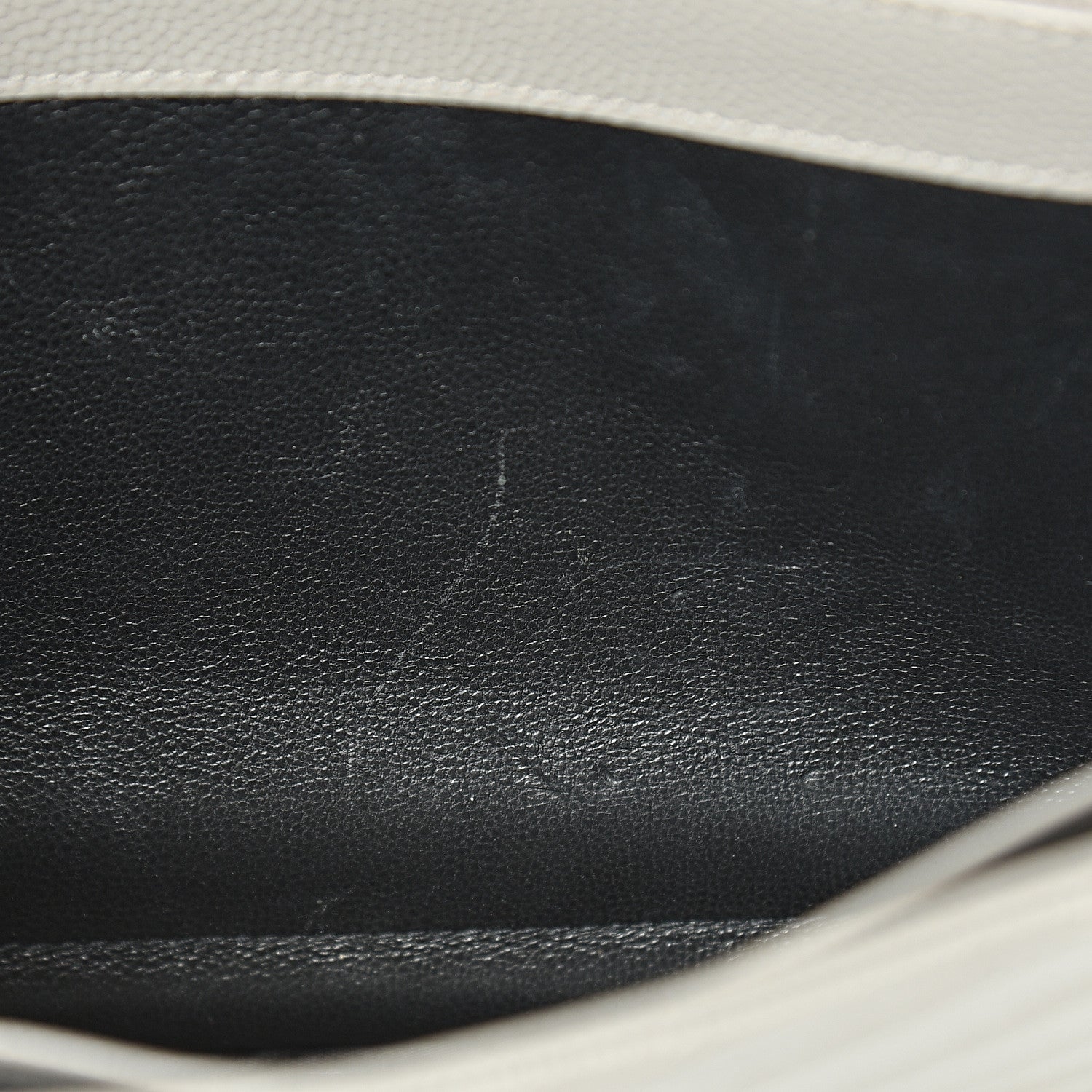 Saint Laurent Grain De Poudre Matelasse Chevron Monogram Chain Wallet Oyster Grey 11 of 13