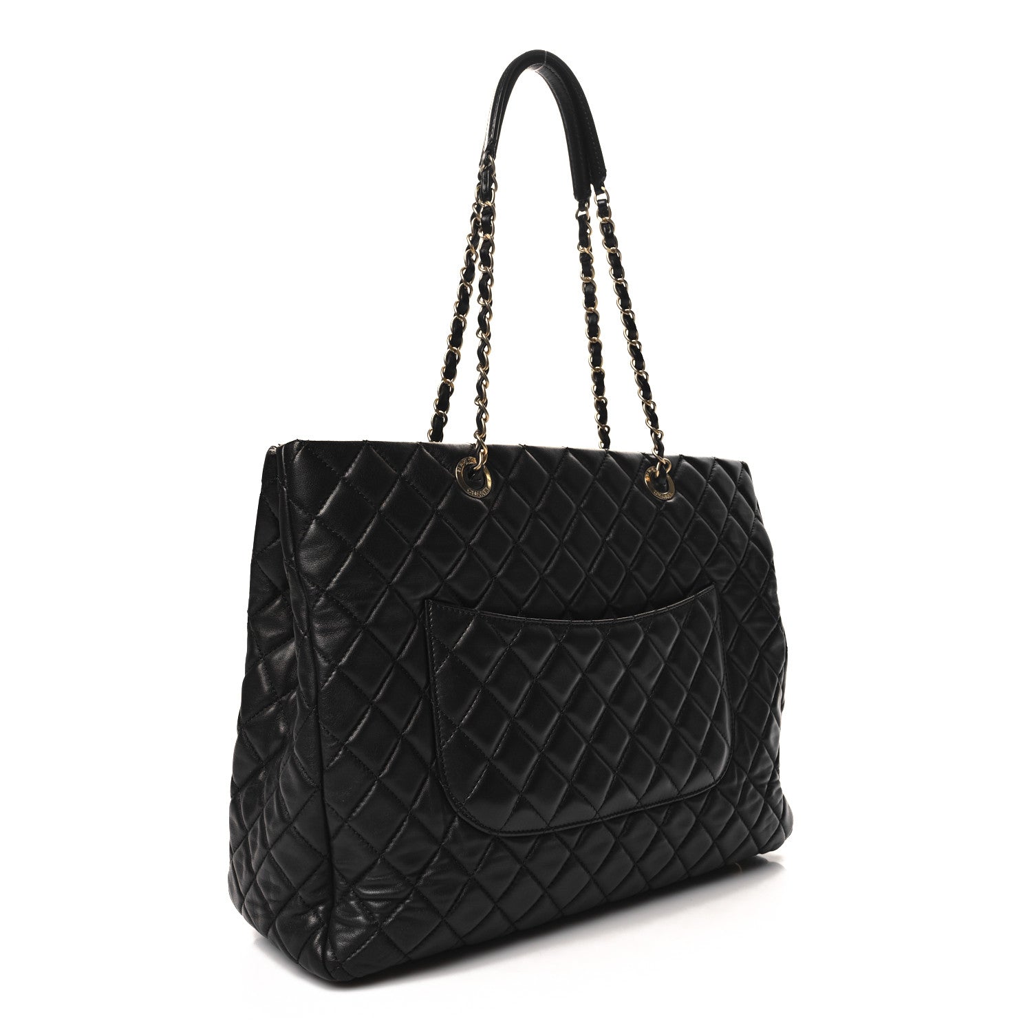 Chanel Lambskin Quilted CC Pocket Shopping Tote Black 3 of 13