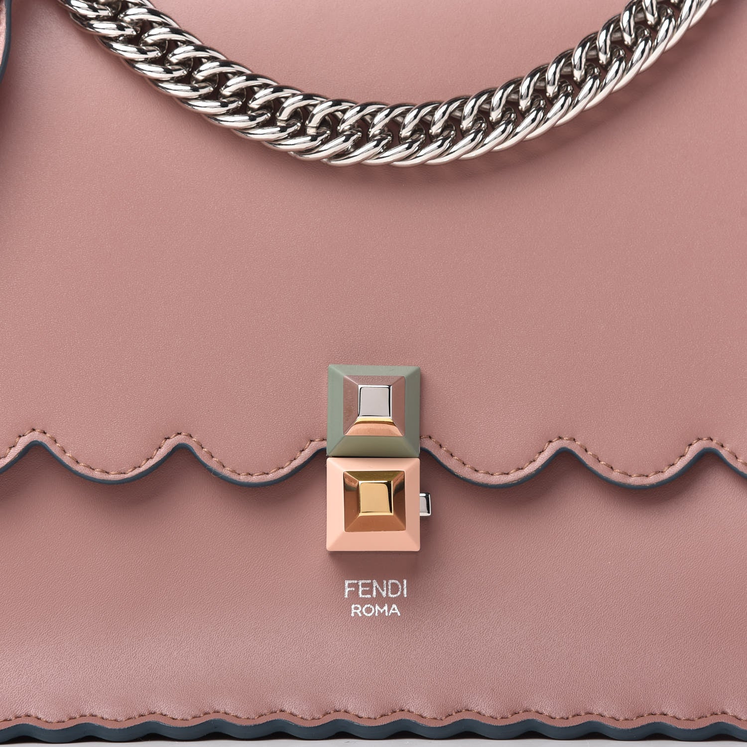 Fendi Vitello Liberty Scalloped Studded Kan I Shoulder Bag English Rose 10 of 10