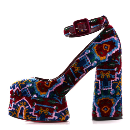 Christian Louboutin Velvet Broderie Tapis Loubi Mystery Yazefir 130mm Platform Pumps 39 Multicolor 1 of 8