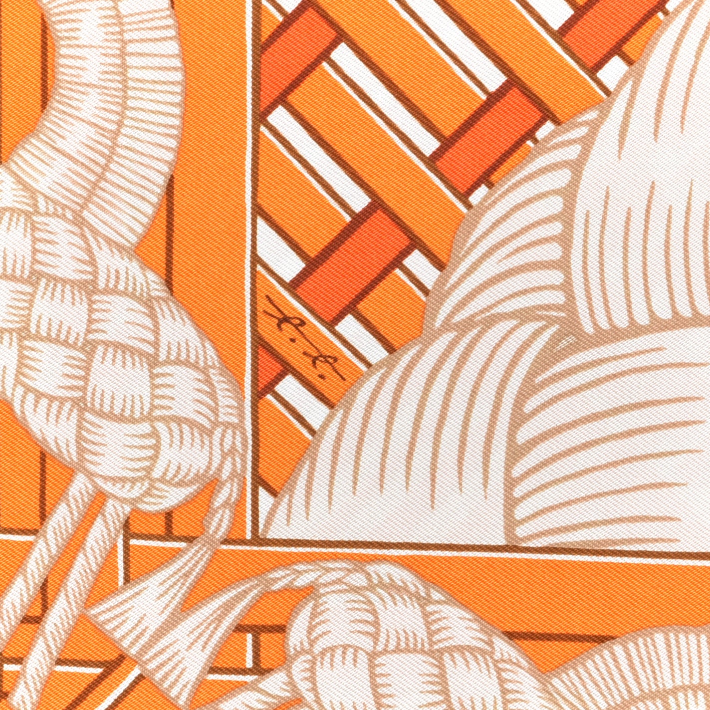 Silk Masan & Masan Scarf 90 Orange Grege Tabac