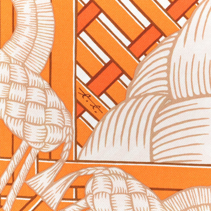 Hermes Silk Masan & Masan Scarf 90 Orange Grege Tabac 3 of 4