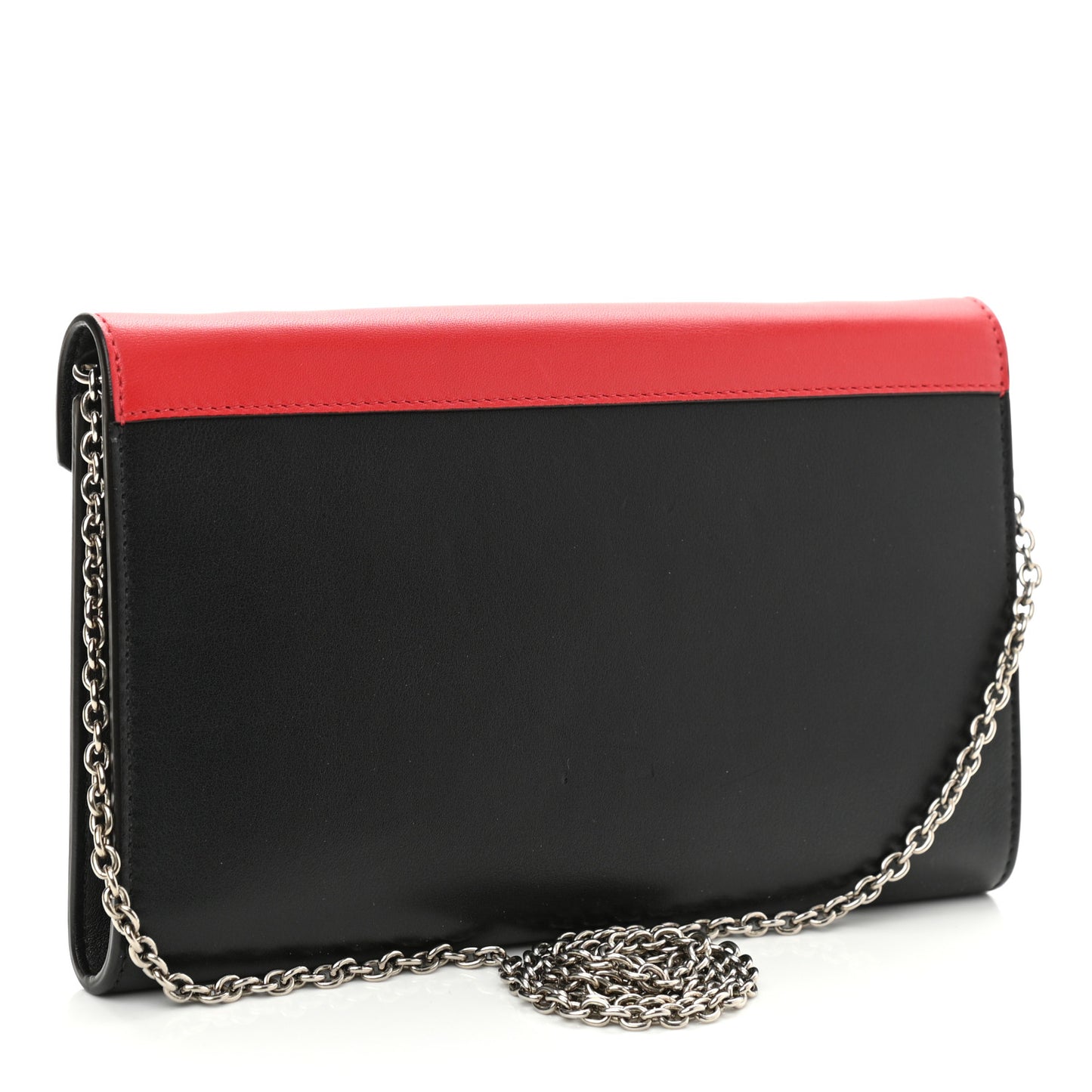 Shiny Calfskin Clutch on a Chain Multicolor
