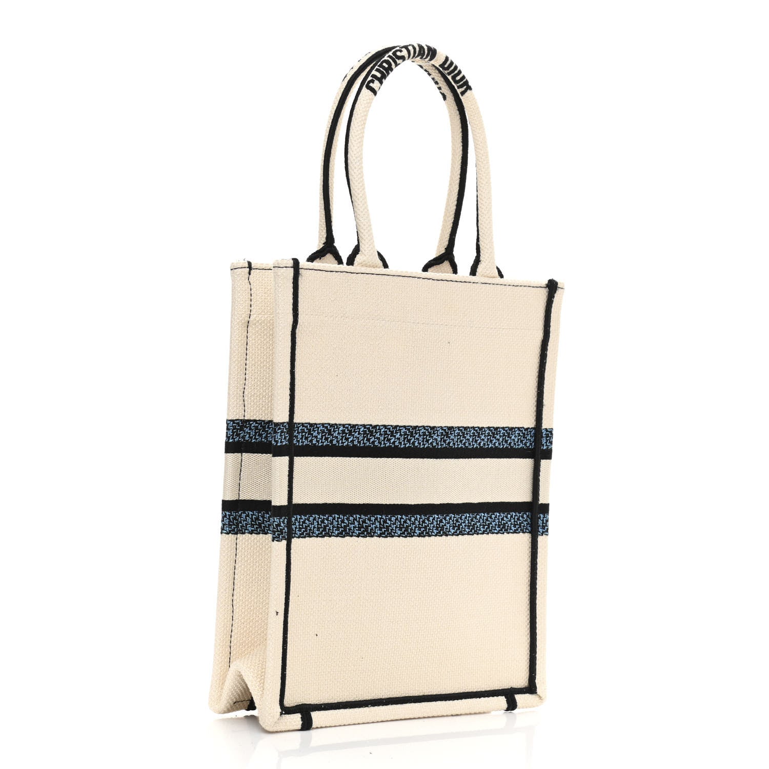 Christian Dior Canvas Embroidered Vertical Lucky Star Book Tote White Multicolor 3 of 10