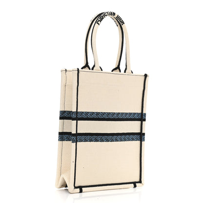 Christian Dior Canvas Embroidered Vertical Lucky Star Book Tote White Multicolor 3 of 10