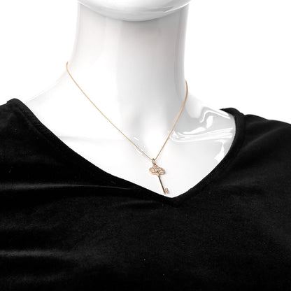 Tiffany 18K Rose Gold Diamond Crown Key Pendant Necklace 2 of 5