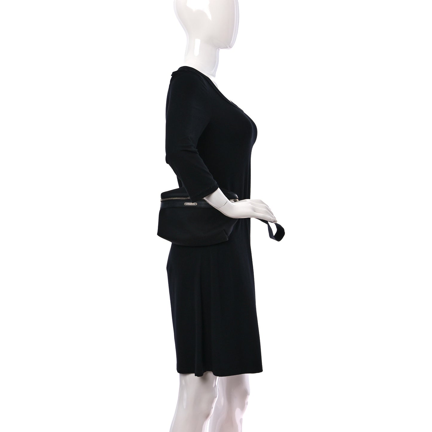 Canvas Calfskin City Belt Bag Black