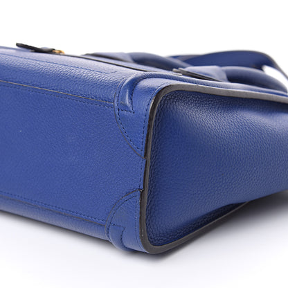Celine Drummed Calfskin Nano Luggage Indigo 9 of 15