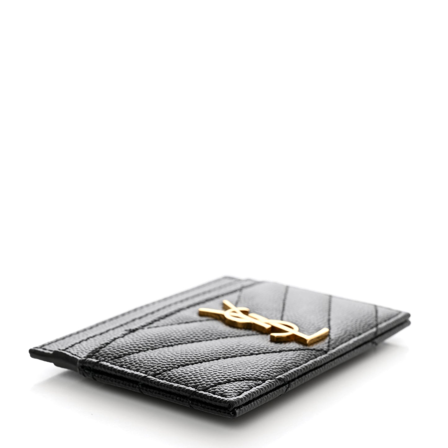 Grain De Poudre Matelasse Chevron Monogram Credit Card Case Black