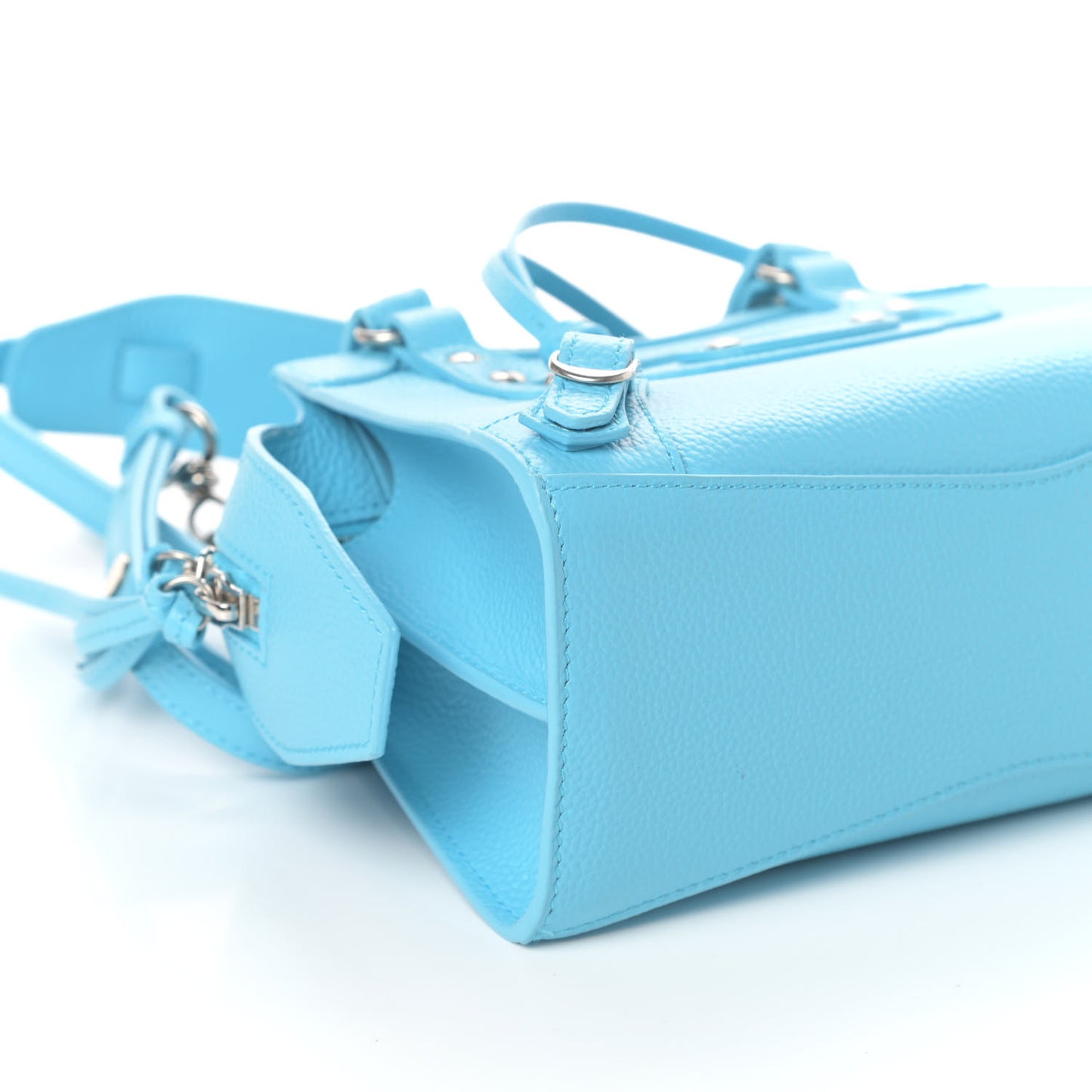 Grained Calfskin Neo Classic Silver Hardware Mini City Azur