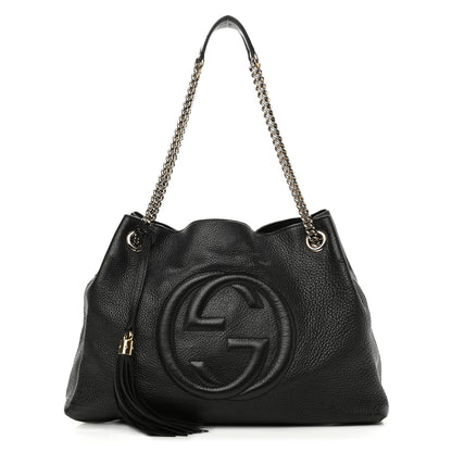Gucci Pebbled Calfskin Medium Soho Chain Shoulder Bag Black 1 of 17