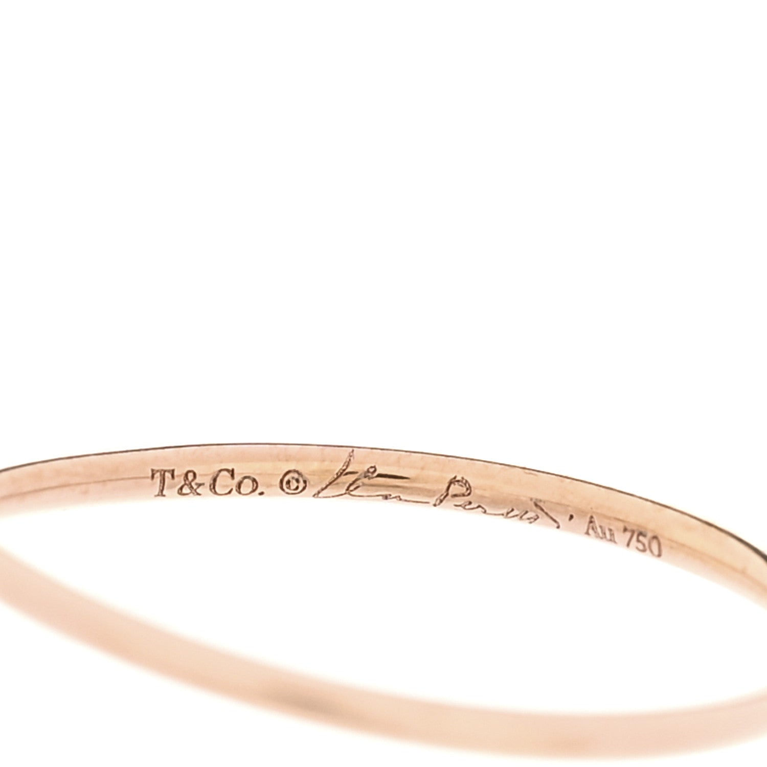 Tiffany 18K Rose Gold Diamond Elsa Peretti Hoop Ring 56 7.5 4 of 5