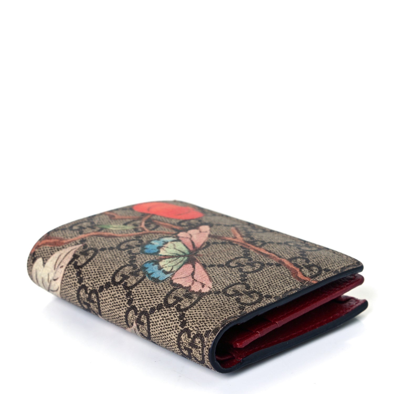 Gucci GG Supreme Monogram Tian Card Case Beige Multicolor Red 7 of 7