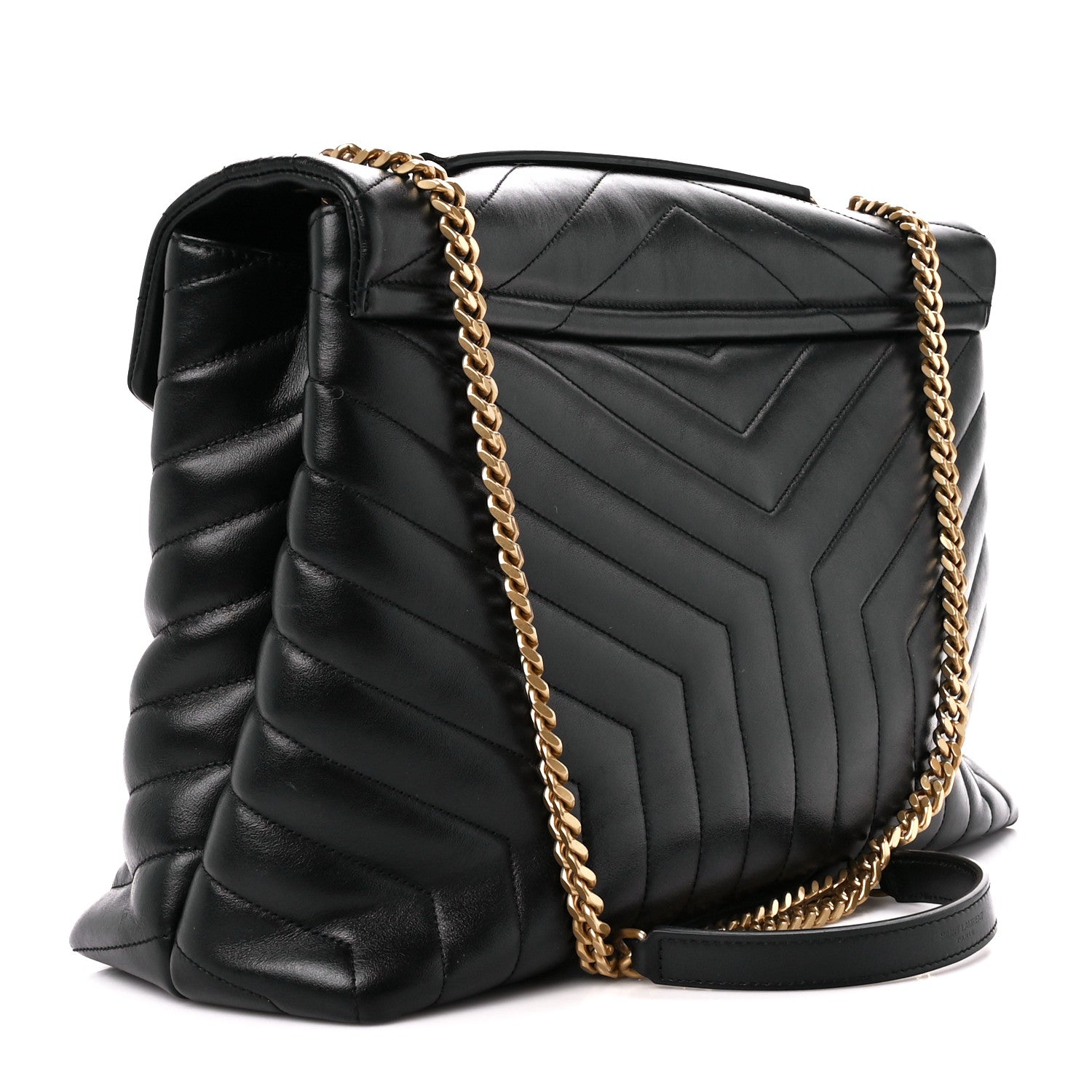 Saint Laurent Calfskin Y Quilted Monogram Large Loulou Chain Satchel Black 4 of 13