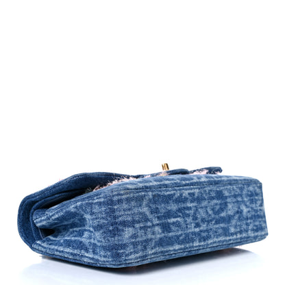 Chanel Denim Tweed Quilted Medium Double Flap Blue 4 of 9