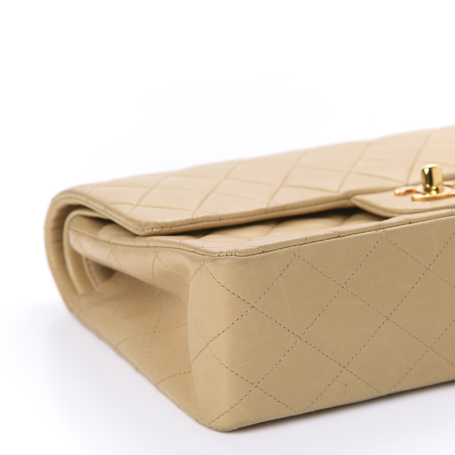 Chanel Lambskin Quilted Medium Double Flap Beige 6 of 12
