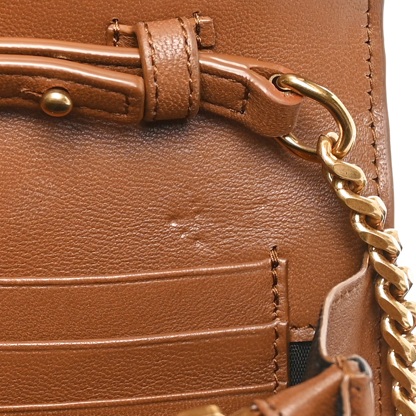 Lambskin Carre Quilted Cassandre Chain Wallet Brown