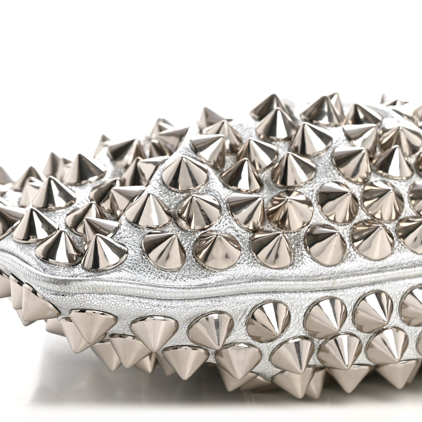 Pebbled Calfskin Studded Clutch Silver