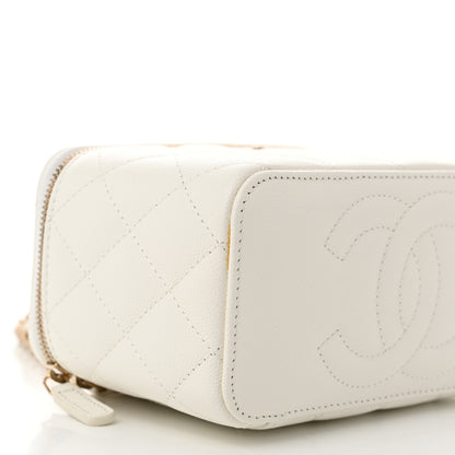 Chanel Caviar Quilted Small Vanity Case With Chain White 9 of 12